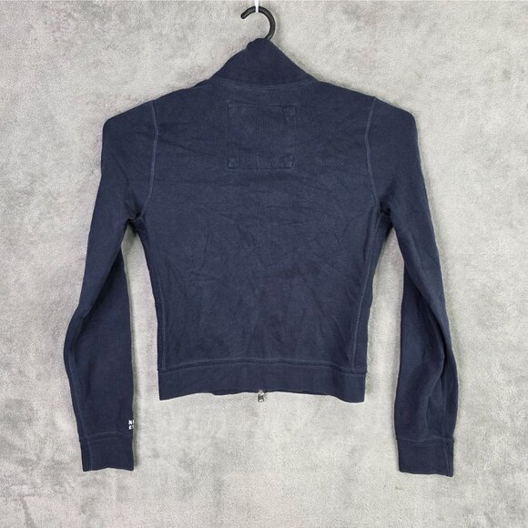 Womens Abercrombie & Fitch Navy Full Zip Jacket Cotton Blend Long Sleeve Size L - Picture 4 of 8